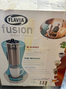 Flavia Fusion Coffee Maker Cappuccino Tea Hot Chocolate Single Serve Machine